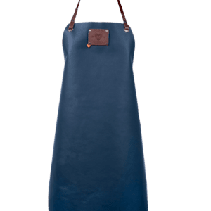 Leren BBQ schort dames blauw M - met naam