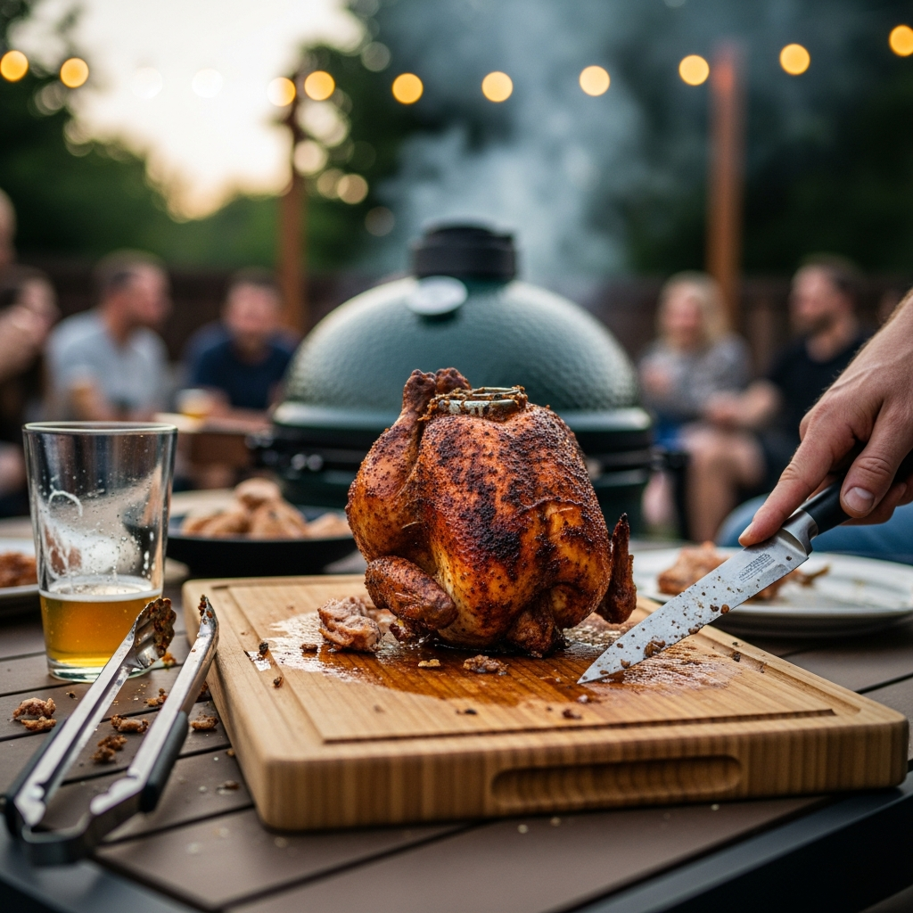 beer can chicken kamado resultaat