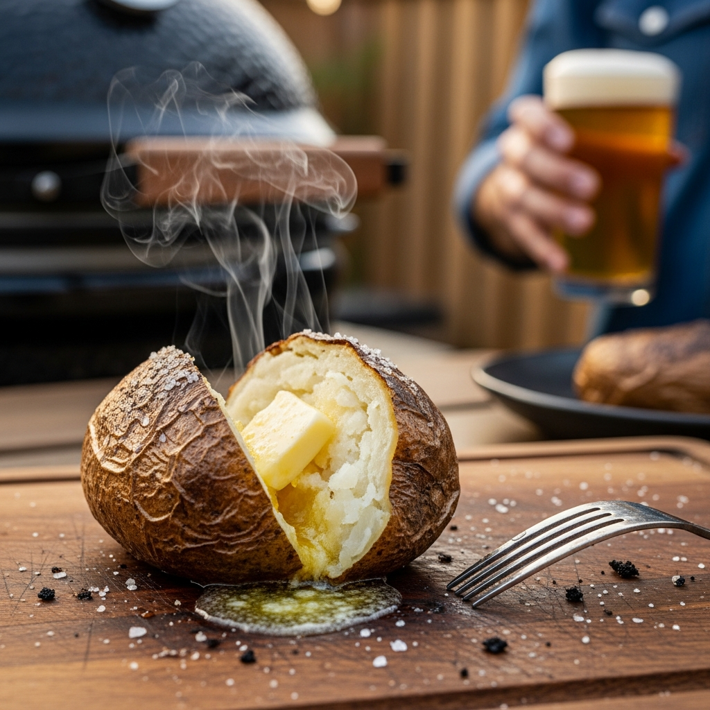 gepofte aardappel kamado resultaat