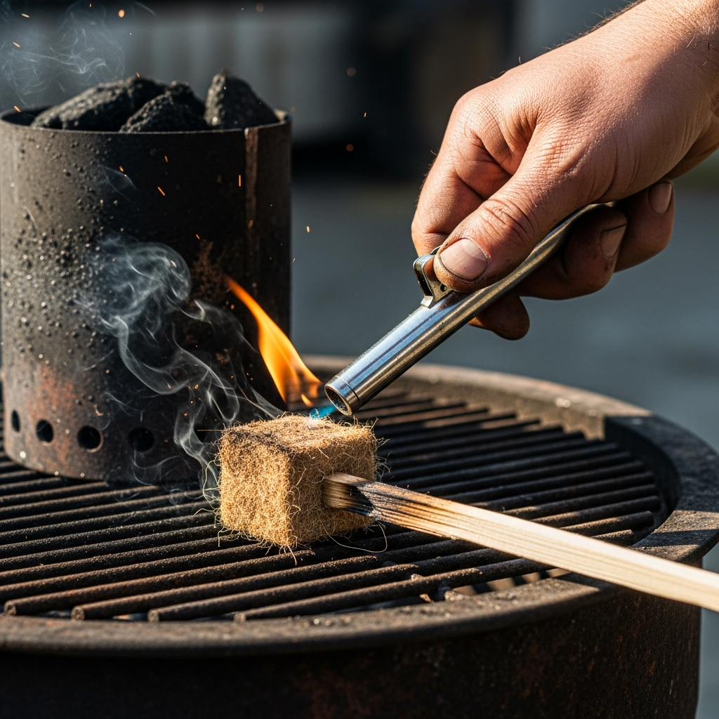 bbq aansteken met briketten techniek